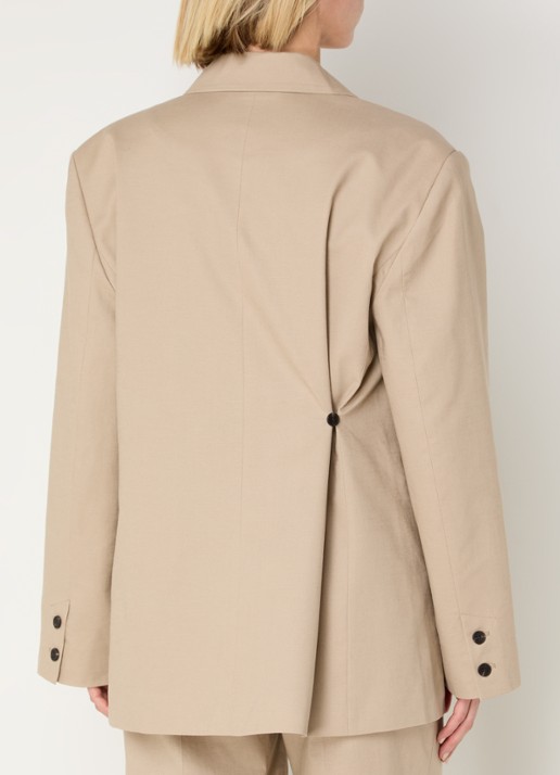 Co'Couture LeilaCC Power oversized blazer met paspelzakken - achterkant 3 beige