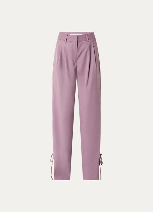 Co'Couture Liam high waist wide fit panatlon in wolblend met gestrikt detail - voorkant 3 oudroze
