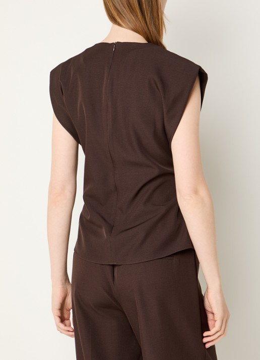 Co'Couture Luna asymmetrische top met gestrikt detail - achterkant 3 kastanjebruin