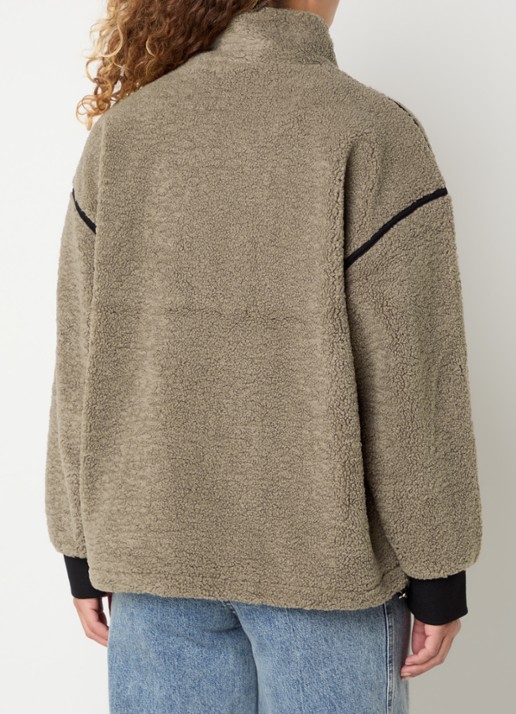 Co'Couture Madin pullover van fleece met halve rits - achterkant 3 zand