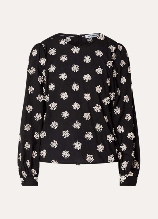 Co'Couture Mally tuniek met borduring - voorkant 3 zwart