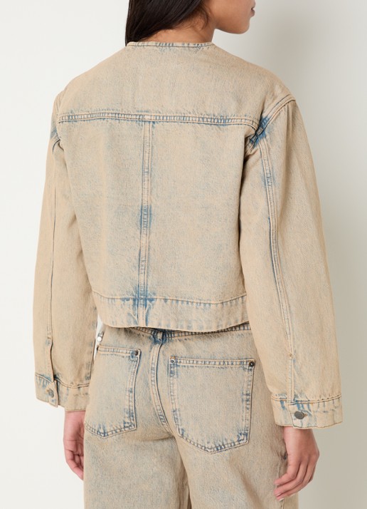 Co'Couture Maura spijkerjas met verwassen afwerking - achterkant 2 zand