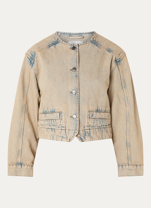 Co'Couture Maura spijkerjas met verwassen afwerking - voorkant 3 zand