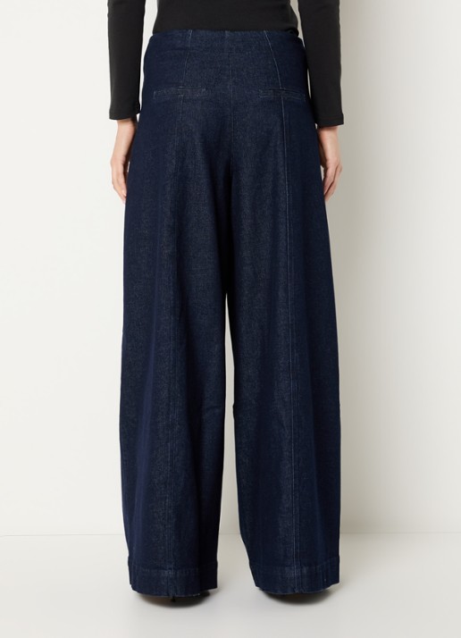 Co'Couture Merlicc high waist wide leg jeans met donkere wassing - achterkant indigo