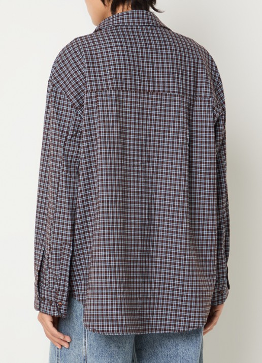 Co'Couture OdemCC blouse met ruitdessin - achterkant 2 donkerbruin