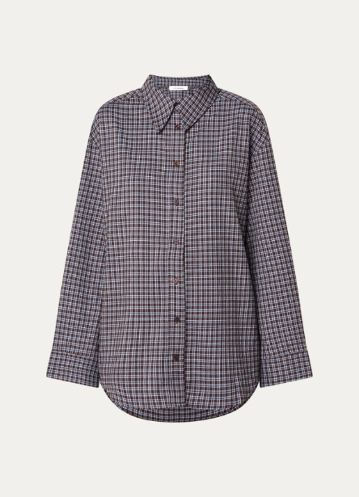 Co'Couture OdemCC blouse met ruitdessin - voorkant 3 donkerbruin