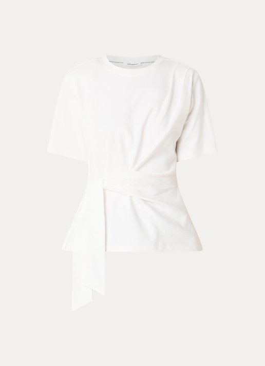 Co'Couture Orianne T-shirt met strikceintuur - voorkant 3 wit