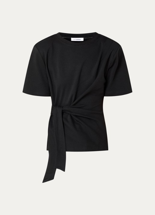 Co'Couture Orianne T-shirt met strikceintuur - voorkant 2 zwart