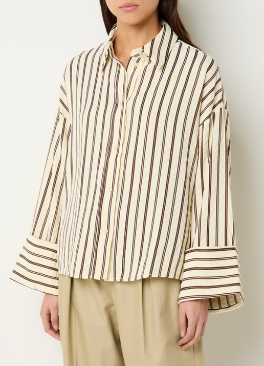 Co'Couture Oxana blouse met streepprint en trompetmouw