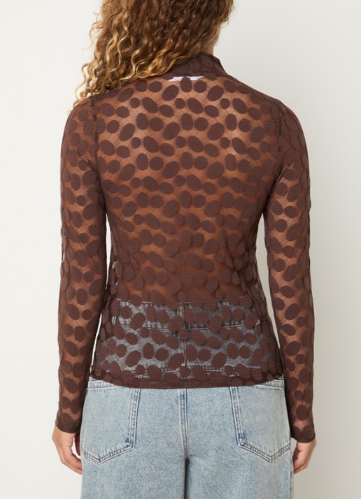 Co'Couture Penola semi-transparante top met col - achterkant bruin