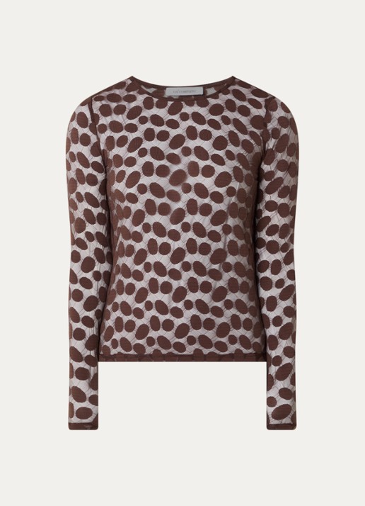 Co'Couture Penola semi-transparante top met print - voorkant bruin
