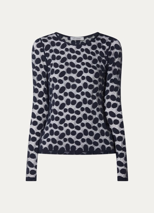 Co'Couture Penolacc top met opengewerkte dessin - voorkant donkerblauw