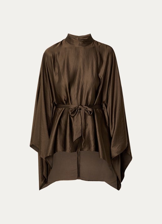 Co'Couture Poncho van satijn met strikceintuur