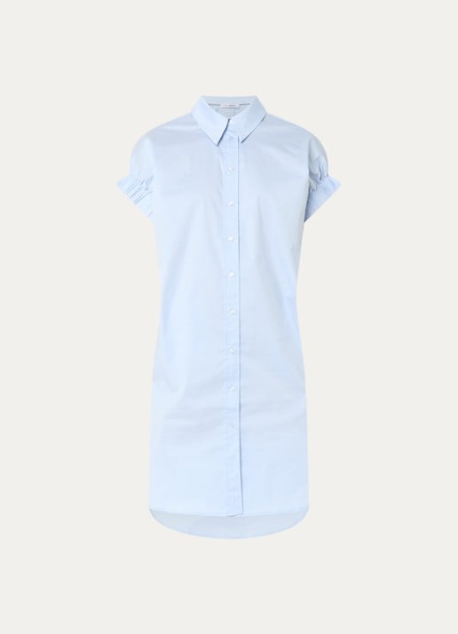 Co'Couture PoppyCC midi blousejurk met split - voorkant 2 lichtblauw