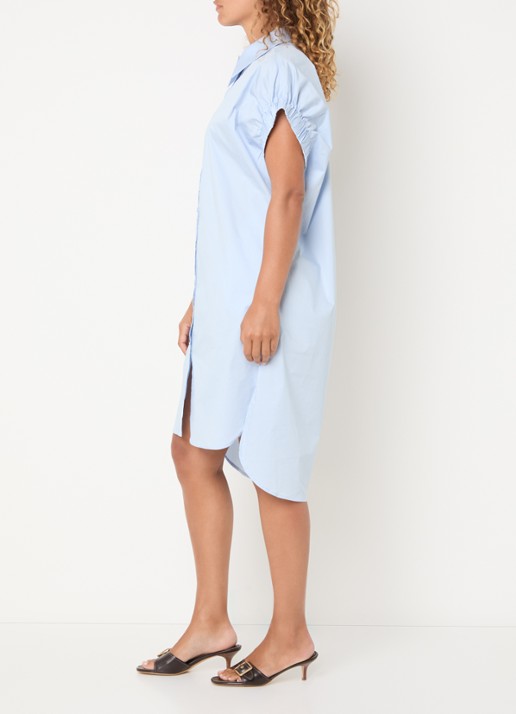 Co'Couture PoppyCC midi blousejurk met split - voorkant 3 lichtblauw