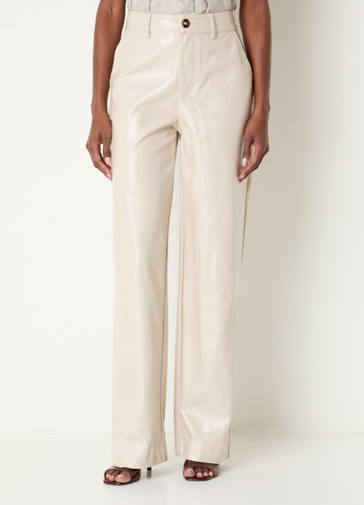 Co'Couture Posycc high waist straight fit pantalon van imitatieleer