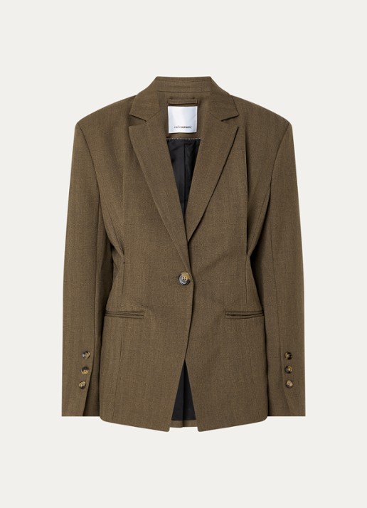 Co'Couture Prestancc blazer in wolblend - voorkant donkerbeige