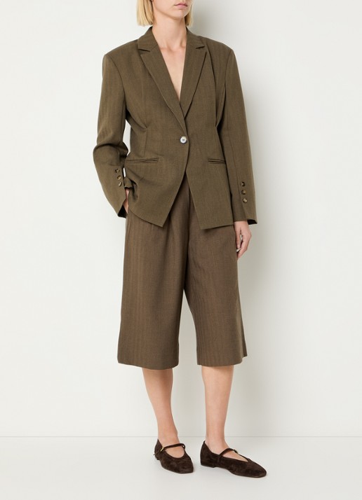 Co'Couture Prestancc blazer in wolblend - voorkant 2 donkerbeige