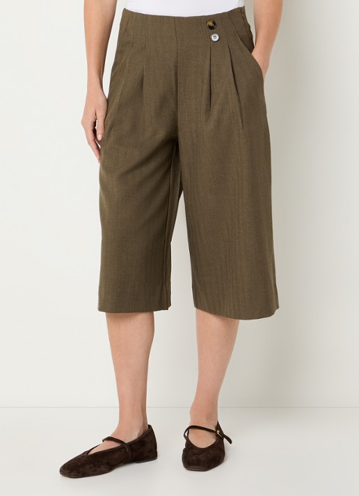 Co'Couture Prestancc high waist loose fit korte broek met plooidetail - detail donkerbeige