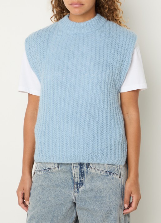 Co'Couture Raina fijngebreide spencer in wolblend met ronde hals