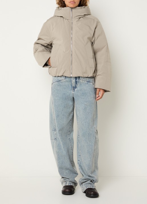 Co'Couture Rillo puffer jack met steekzakken - voorkant 2 beige