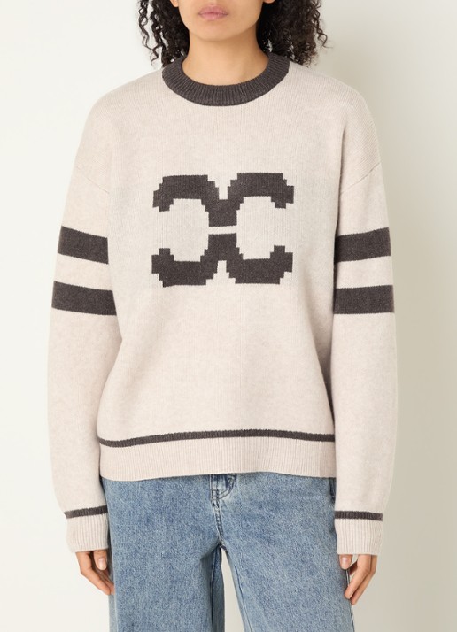 Co'Couture Row Coco fijngebreide trui met ingebreide logoprint