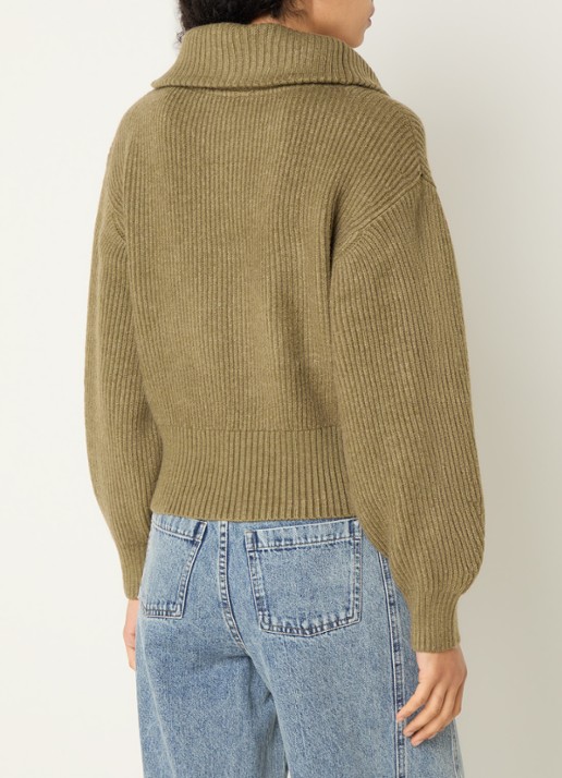Co'Couture Row grofgebreid vest met opstaande kraag - achterkant 3 groen