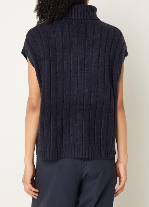 Co'Couture Row oversized kabelgebreide spencer met col - achterkant blauw