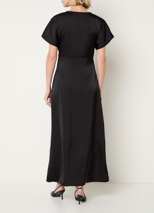 Co'Couture Safira maxi tuniekjurk van satijn  - achterkant 4 zwart