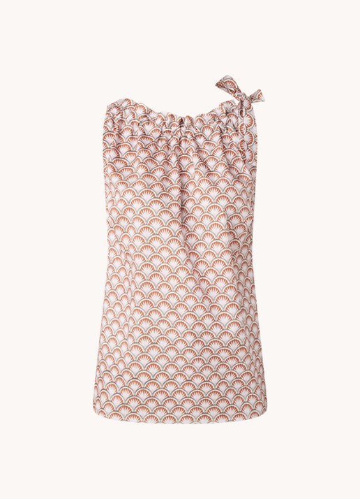 Co'Couture Saki mouwloze top met print - voorkant 2 roestbruin