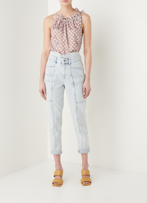 Co'Couture Saki mouwloze top met print - voorkant 3 roestbruin