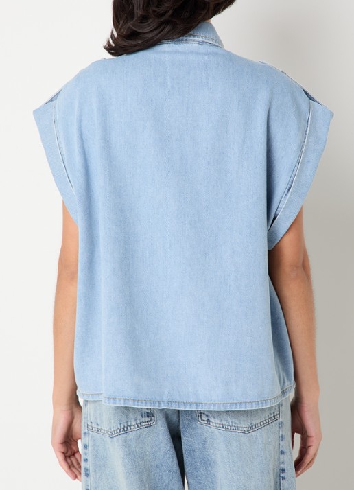 Co'Couture SharonCC blouse met steekzakken - achterkant indigo