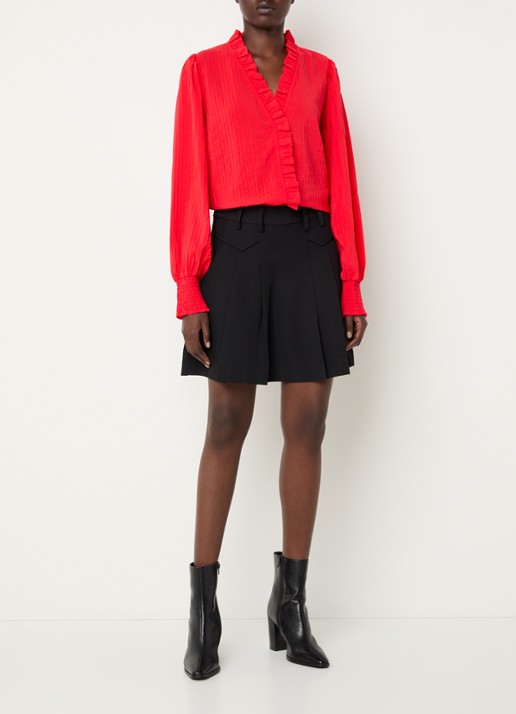 Co'Couture Shina blouse met ruches - voorkant 4 rood