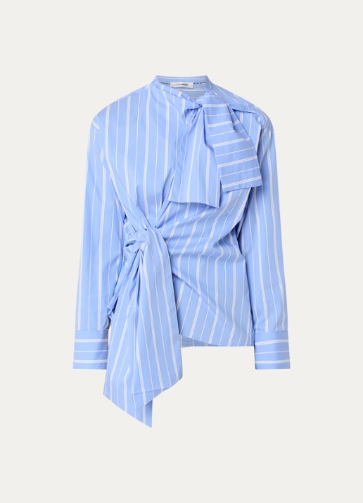 Co'Couture Shira tuniek met streepprint en sjaalkraag - voorkant 2 blauw