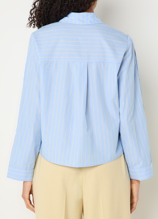 Co'Couture Simo blouse met streepprint - achterkant 2 blauwgrijs