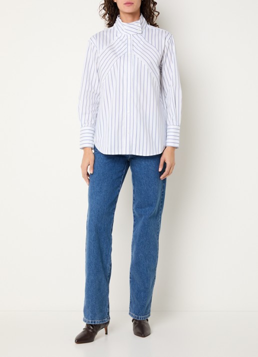 Co'Couture Somocc blouse met streepprint - voorkant 3 wit