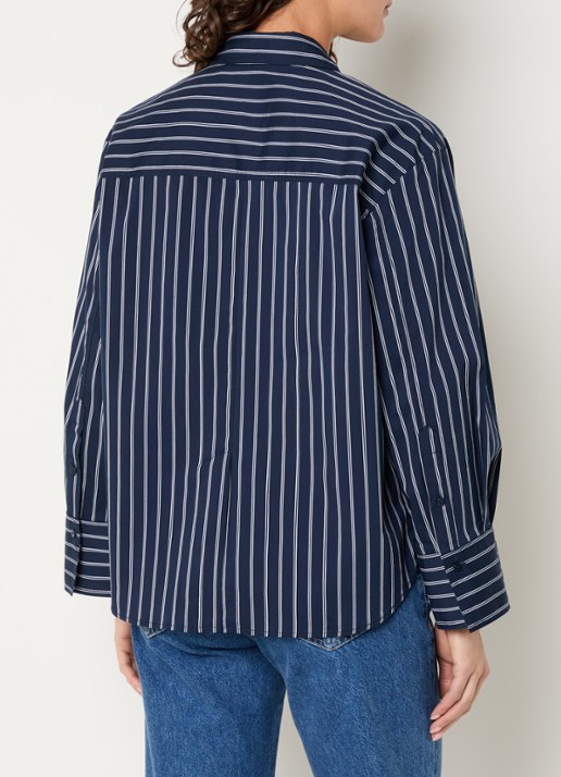 Co'Couture Somocc blouse met streepprint - achterkant 4 donkerblauw