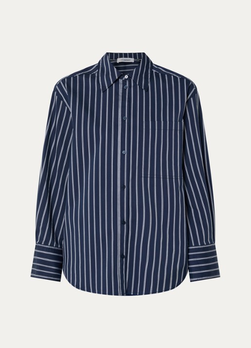 Co'Couture Somocc blouse met streepprint - voorkant 2 donkerblauw