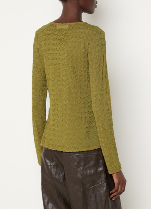 Co'Couture SvalaCC semi-transparante top met opengewerkt dessin - achterkant 3 groen