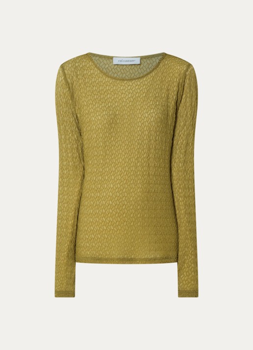 Co'Couture SvalaCC semi-transparante top met opengewerkt dessin - voorkant groen