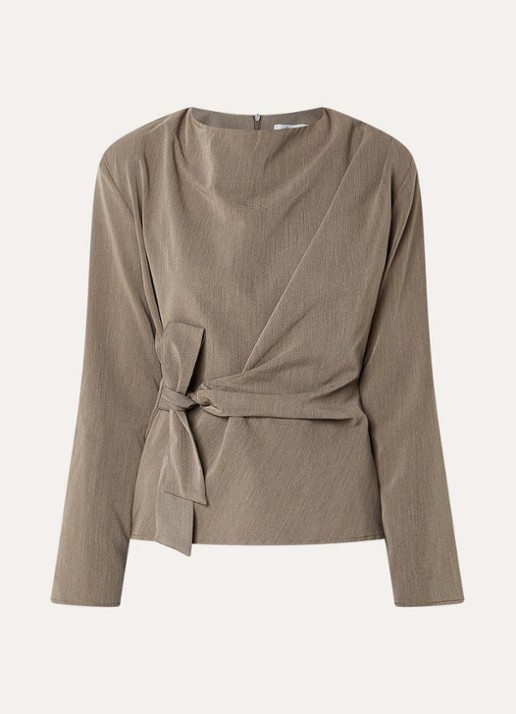 Co'Couture Tenga tuniek met strikceintuur - voorkant 3 lichtbruin