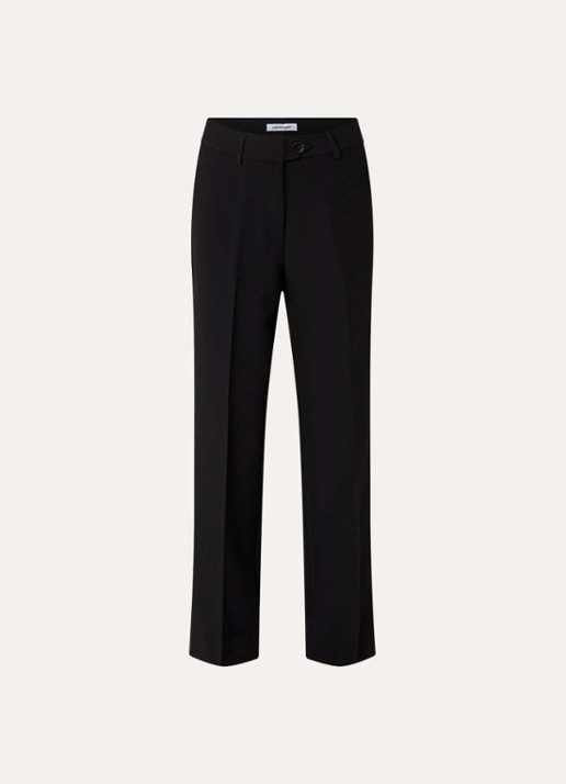 Co'Couture Vola high waist loose fit pantalon met persplooi - voorkant 2 zwart