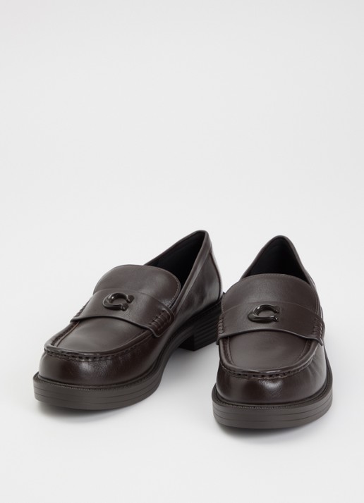 Coach Astor loafer van leer - detail chocoladebruin