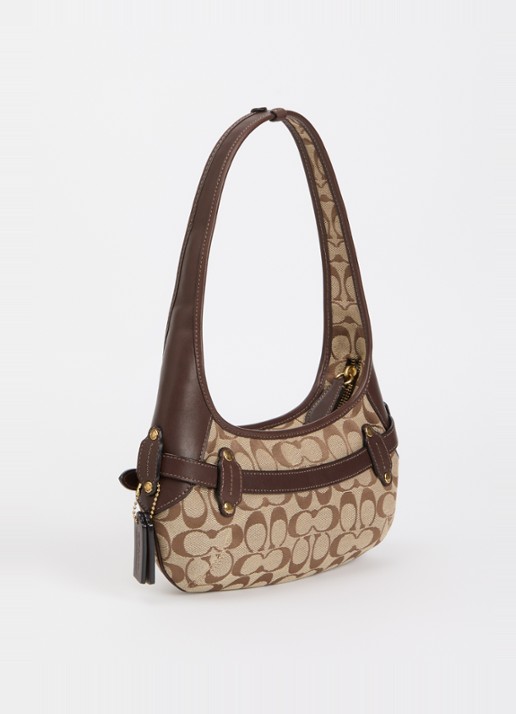 Coach Belted Ergo 26 schoudertas met leren details en logoprint - achterkant 4 bruin