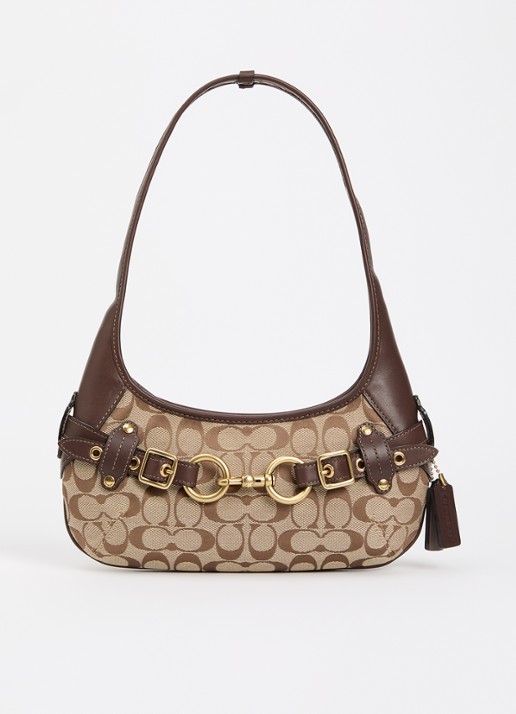 Coach Belted Ergo 26 schoudertas met leren details en logoprint - voorkant 5 bruin