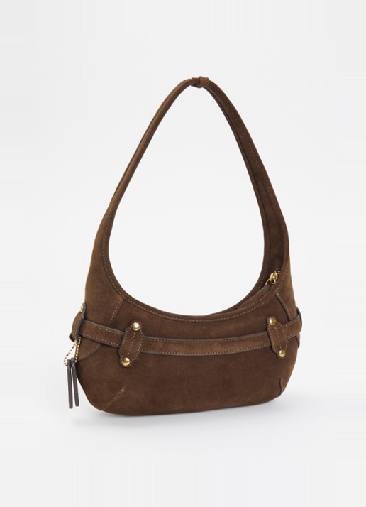 Coach Belted Ergo 26 schoudertas van suède - achterkant donkerbruin