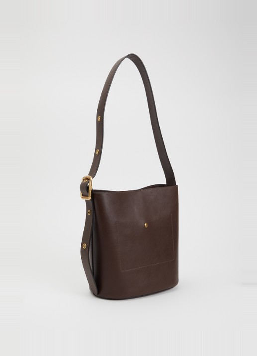 Coach Bleecker Bucket schoudertas van leer met uitneembare etui - achterkant 3 donkerbruin
