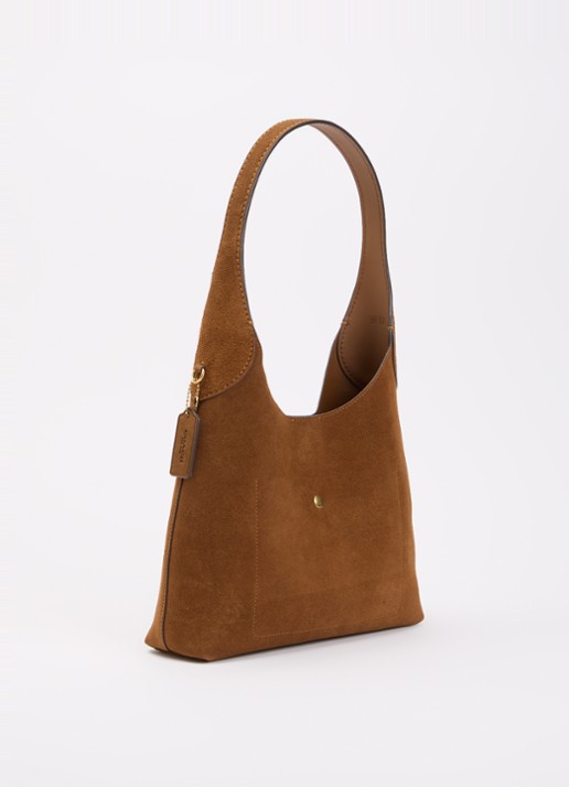 Coach Brooklyn 28 schoudertas van suède - achterkant 6 cognac
