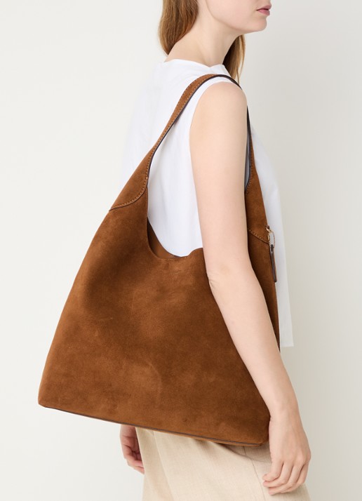 Coach Brooklyn 39 schoudertas van suède - voorkant 2 cognac