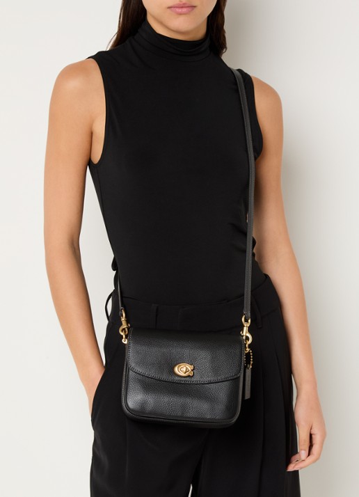 Coach Cassie 19 crossbodytas van leer  - voorkant 3 zwart